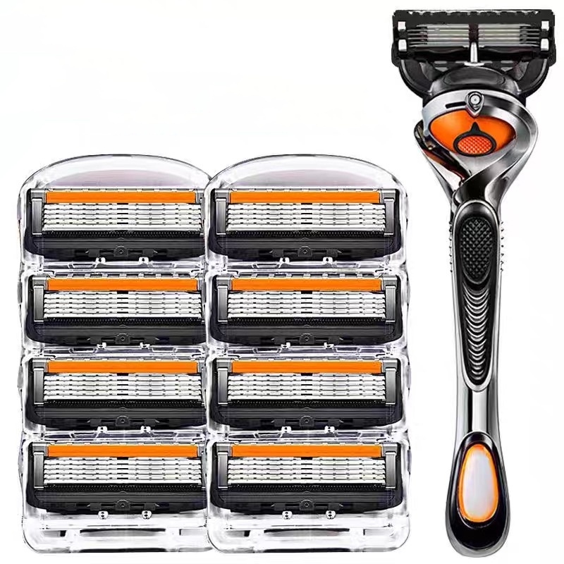 Safety Razor Handle - 5-Schichtige Austauschbare Sicherheitsklingen, Herren-Rasierer, Edelstahlklingen, Geeignet